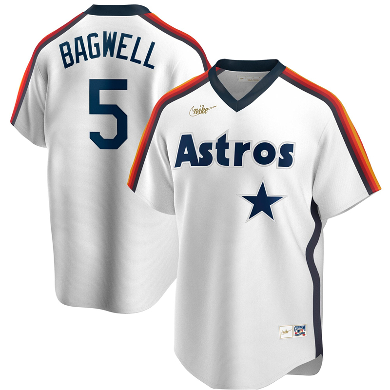 2020 MLB Men Houston Astros #5 Jeff Bagwell Nike White Home Cooperstown Collection Logo Player Jersey 1